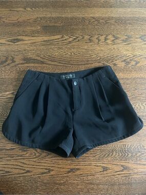 rag & bone Black High-Waist Pleated Tailored Shorts